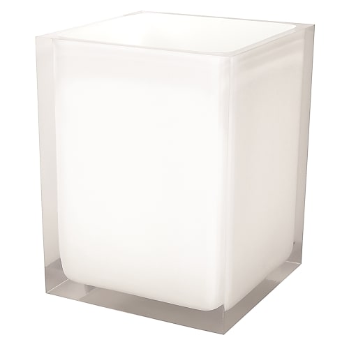 Cubix White Collection, 9 Quart Wastebasket, Clear/White Accent